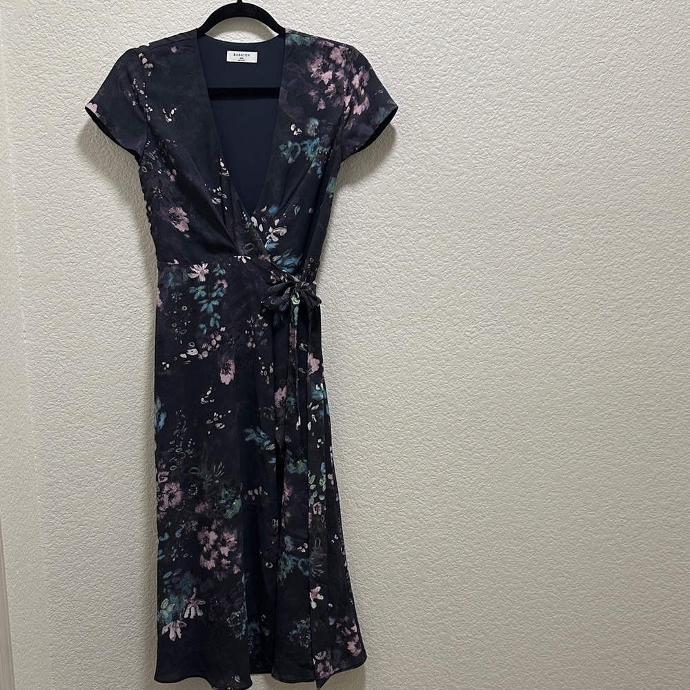 Babaton Black Floral Midi Dress